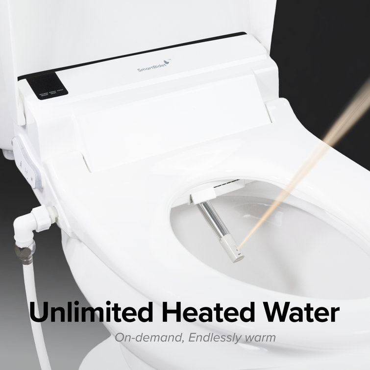 White Elongated Electric Bidet Toilet Seat with Remote Control