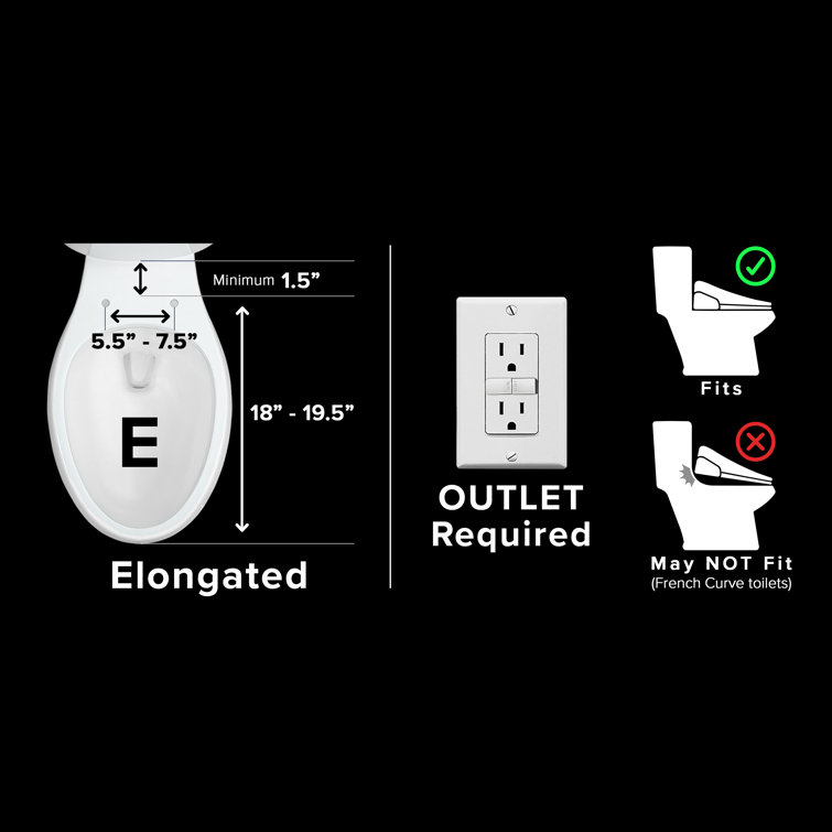 White Elongated Electric Bidet Toilet Seat with Remote Control