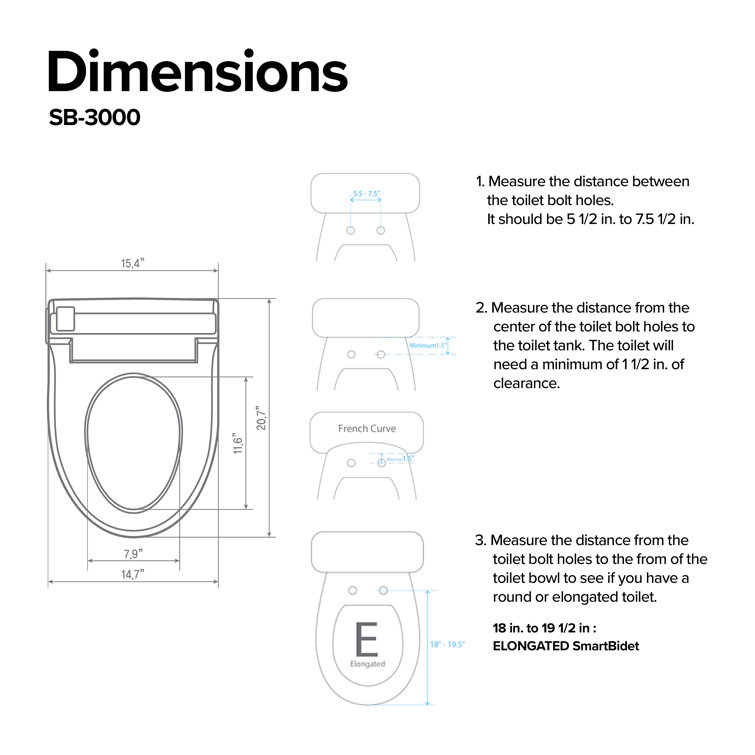 White Elongated Electric Bidet Toilet Seat with Remote Control