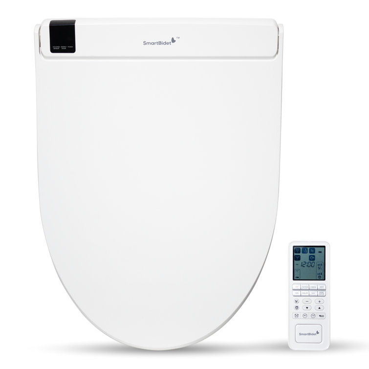 White Elongated Electric Bidet Toilet Seat with Remote Control