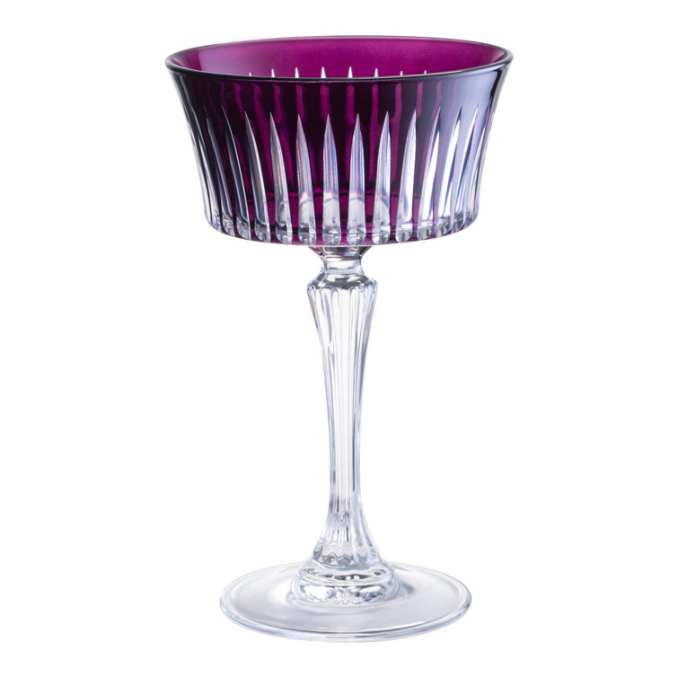 Amethyst Crystal Stemmed Champagne Coupe Glasses Set of 6