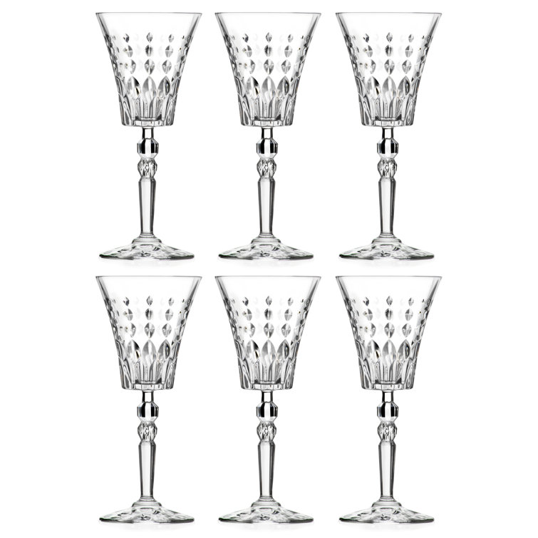 Elegant Clear Crystal Stemmed Wine Goblets Set of 6, 7oz