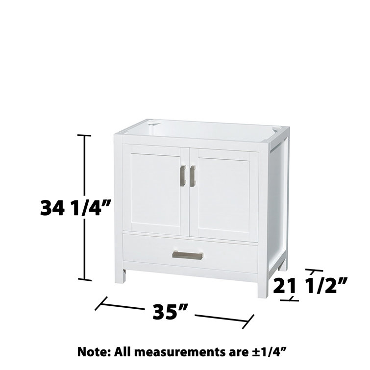 Sheffield 35" Elegant White Solid Wood Single Bathroom Vanity Base