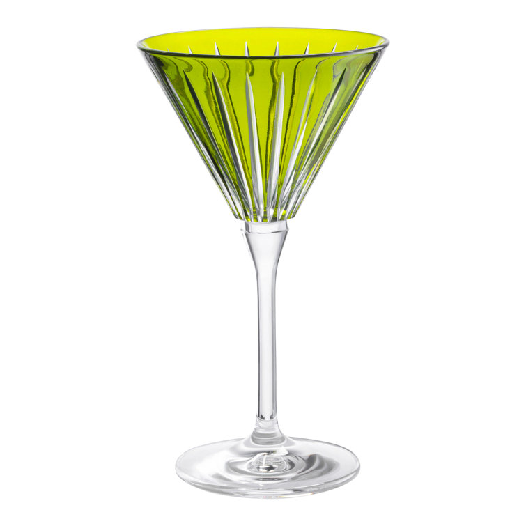 Green Crystal Stemmed Martini Cocktail Glass Set of 6