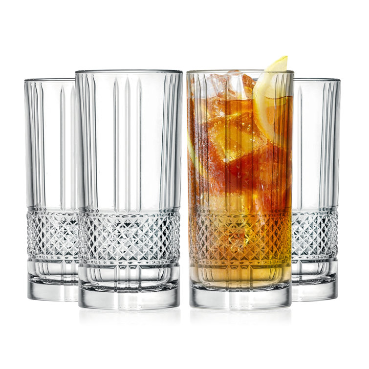 Barski Brilliante Design Clear Crystal Highball Glasses Set of 4