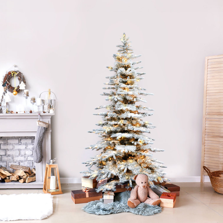 7.5' White Pine Artificial Christmas Tree with LED Lights