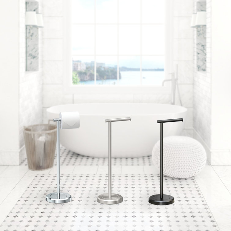 Latitude Matte Black Freestanding Toilet Paper Holder with Weighted Base