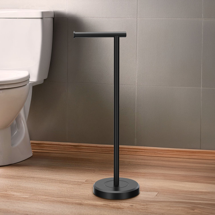 Latitude Matte Black Freestanding Toilet Paper Holder with Weighted Base