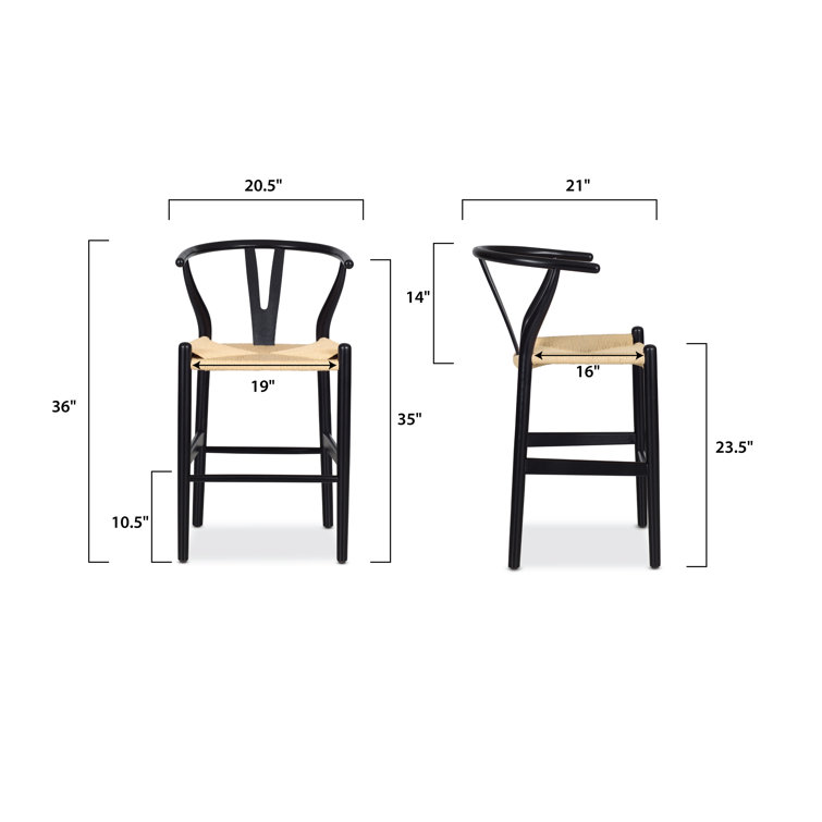 Wyn Black and Natural Woven Rope Counter Stool