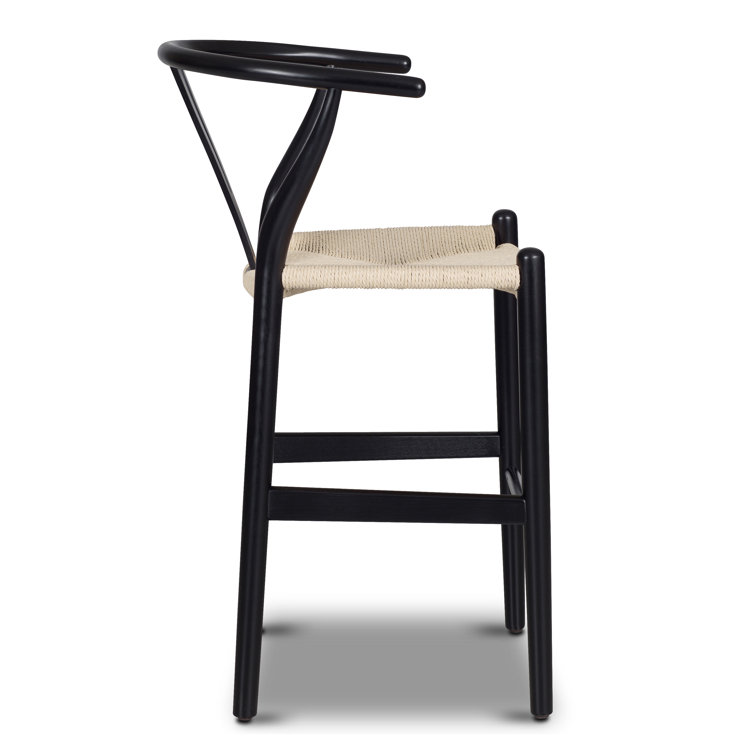 Wyn Black and Natural Woven Rope Counter Stool