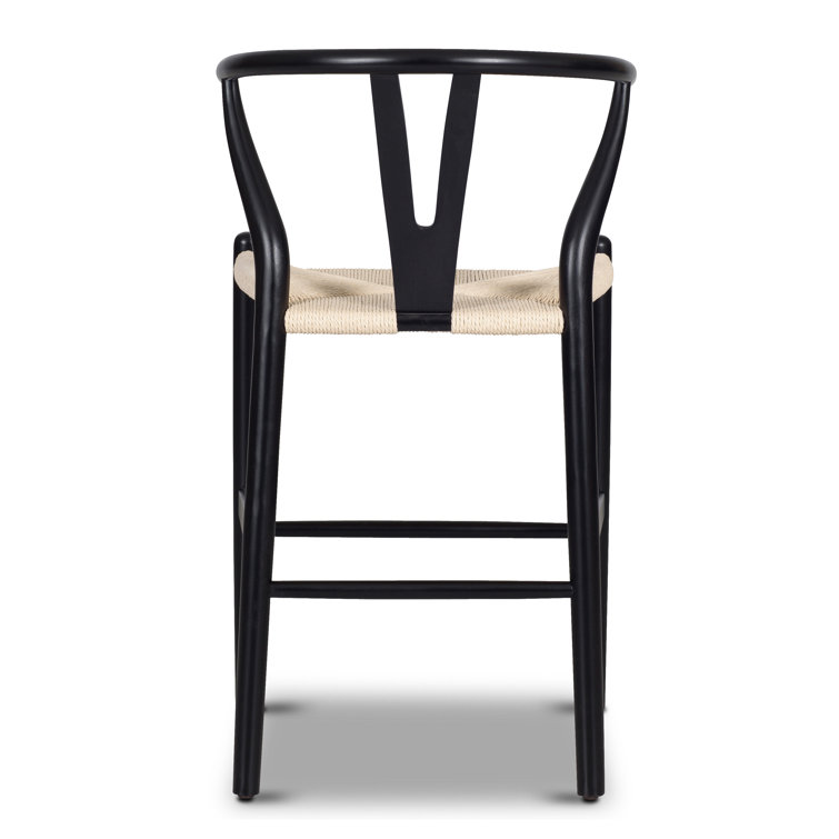Wyn Black and Natural Woven Rope Counter Stool