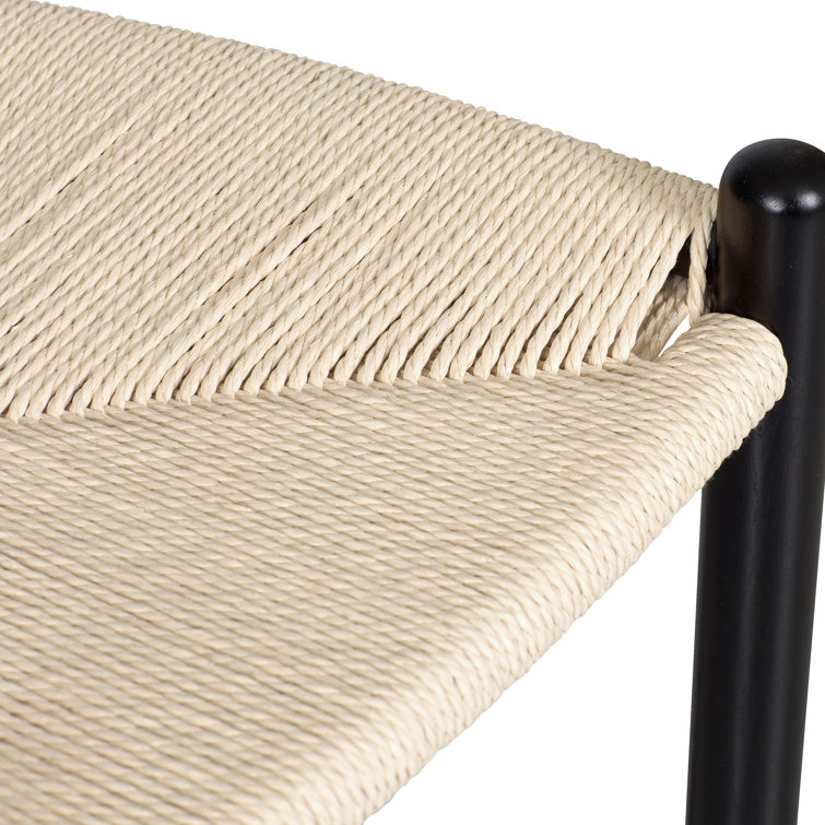 Wyn Black and Natural Woven Rope Counter Stool