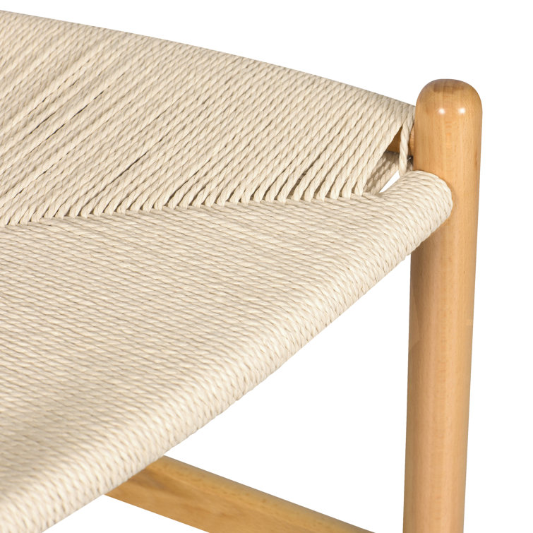 Natural Wood Counter Stool with Woven Rope Seat