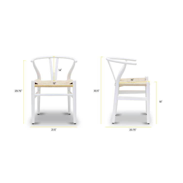 Wyn Solid Wood Weave Mid-Century Modern Dining Chair in White