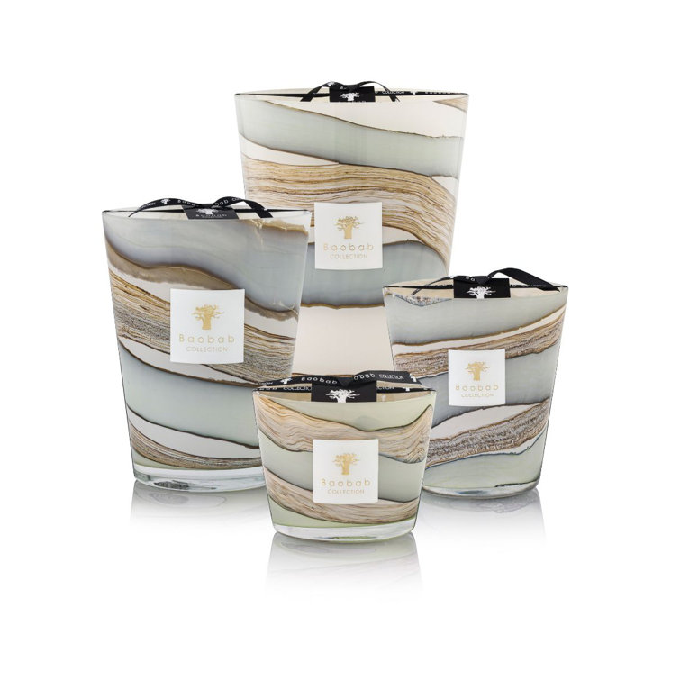 Hand-Blown Glass Gray Scented Candle with Spicy Notes