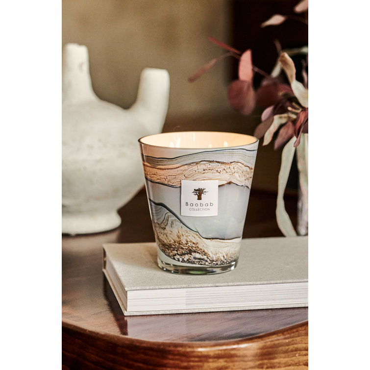 Hand-Blown Glass Gray Scented Candle with Spicy Notes