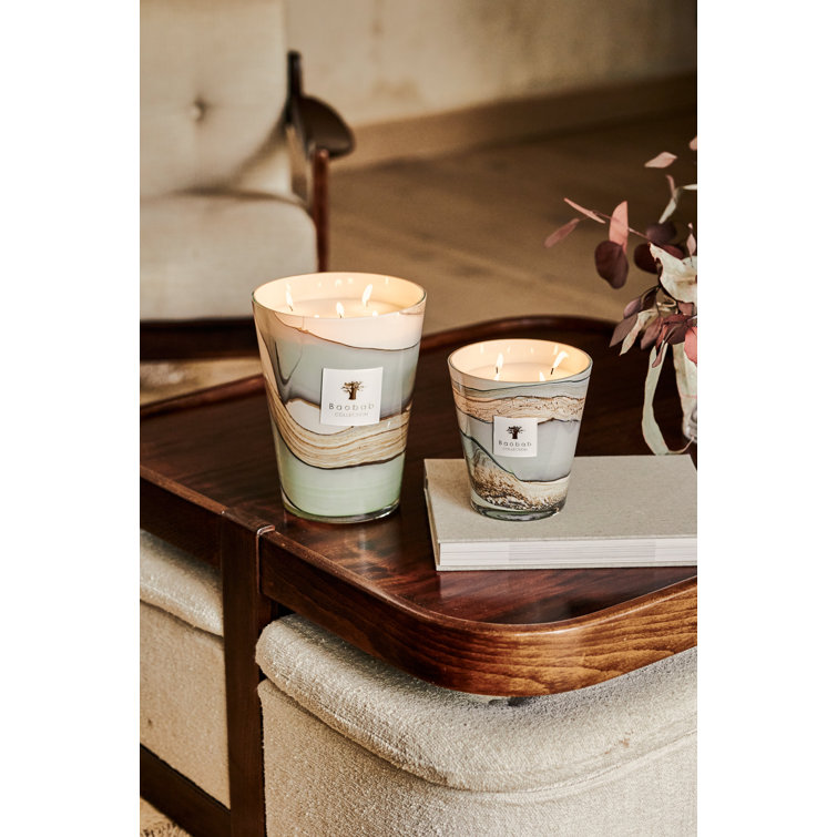 Hand-Blown Glass Gray Scented Candle with Spicy Notes