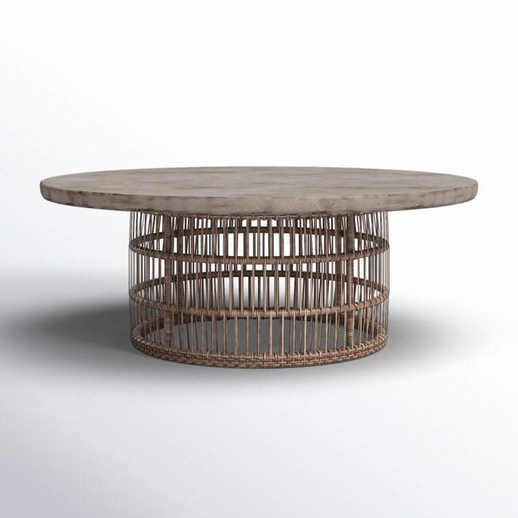 Round Refuge 40" Wood Coffee Table with Storage in Slate Gray