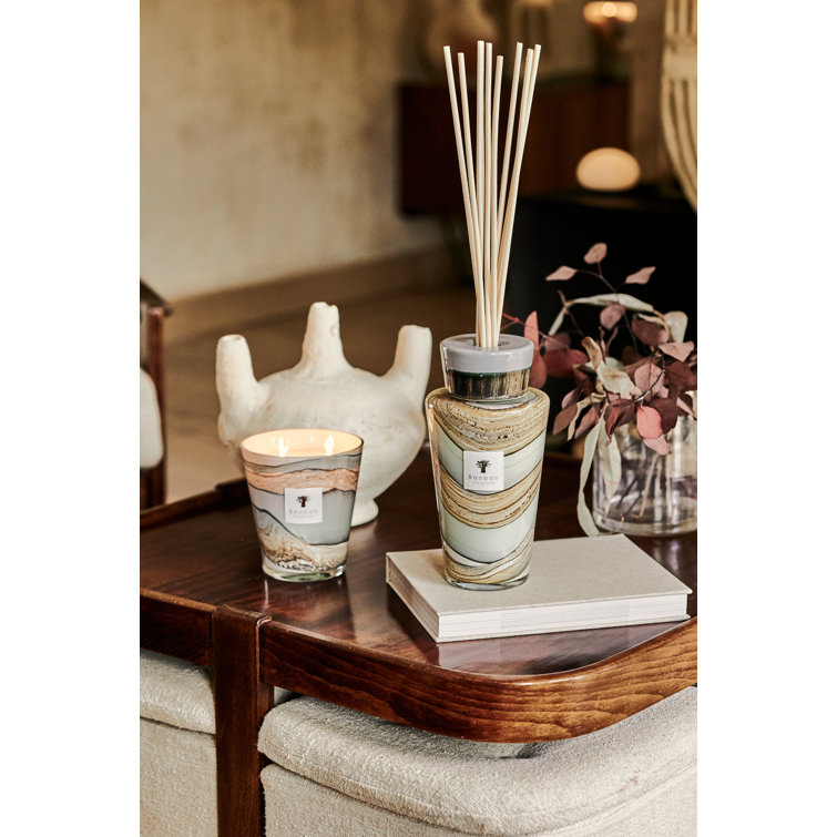 Hand-Blown Glass Gray Scented Candle with Spicy Notes
