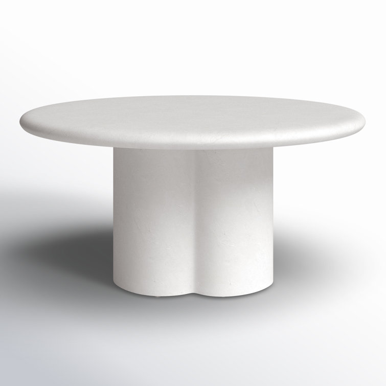 Modern Round 60'' Beige Marble & Wood Dining Table