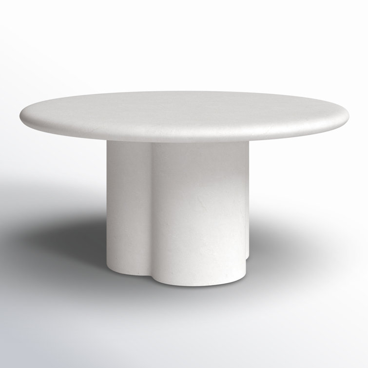 Modern Round 60'' Beige Marble & Wood Dining Table