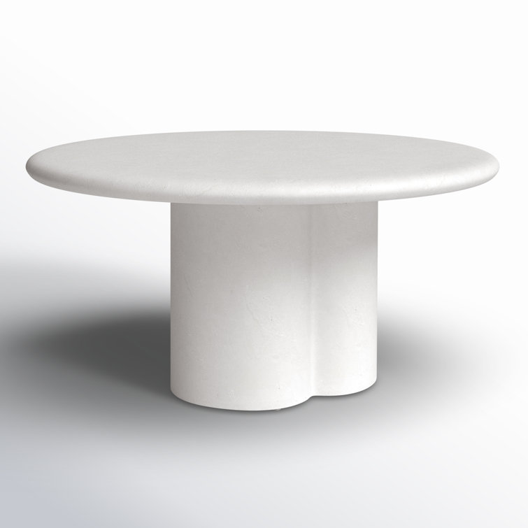 Modern Round 60'' Beige Marble & Wood Dining Table