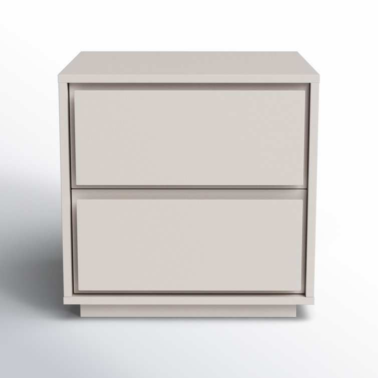 Warm Gray Rectangular MDF 2-Drawer End Table