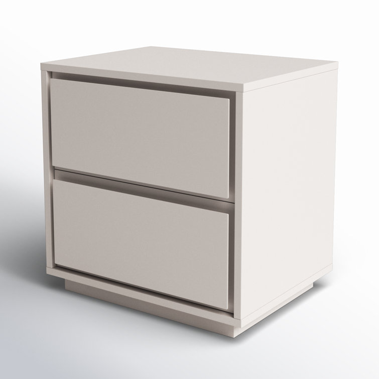 Warm Gray Rectangular MDF 2-Drawer End Table