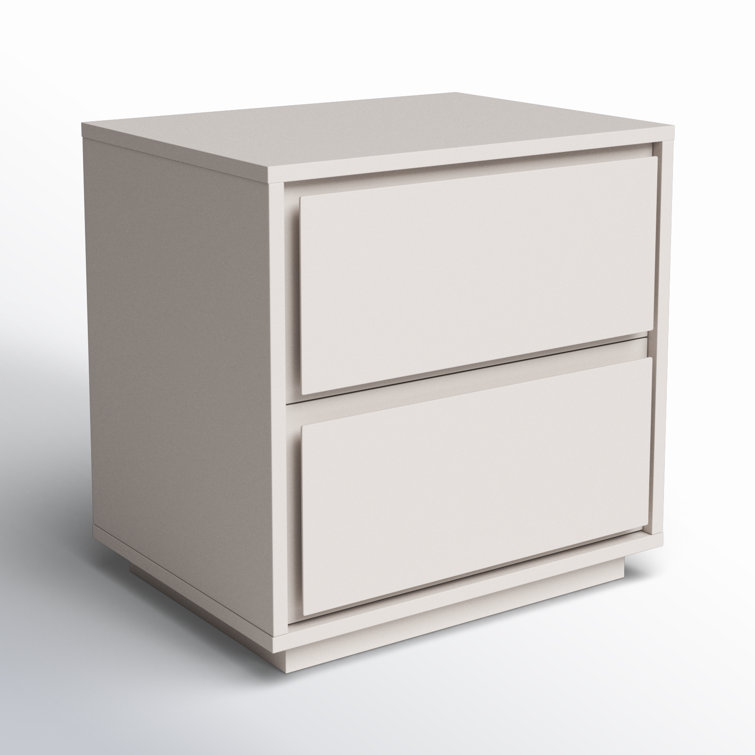 Warm Gray Rectangular MDF 2-Drawer End Table