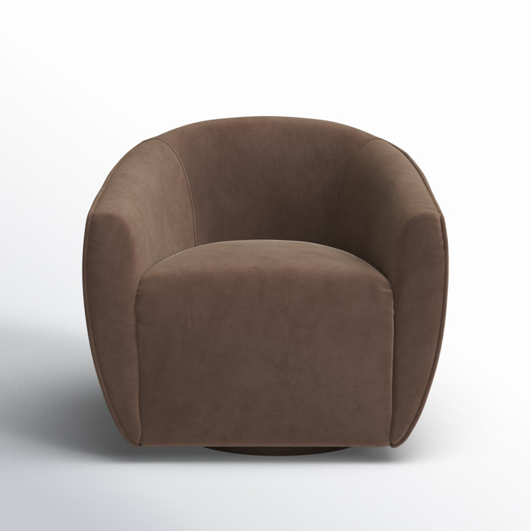 Harper Brown Velvet Swivel Barrel Accent Chair