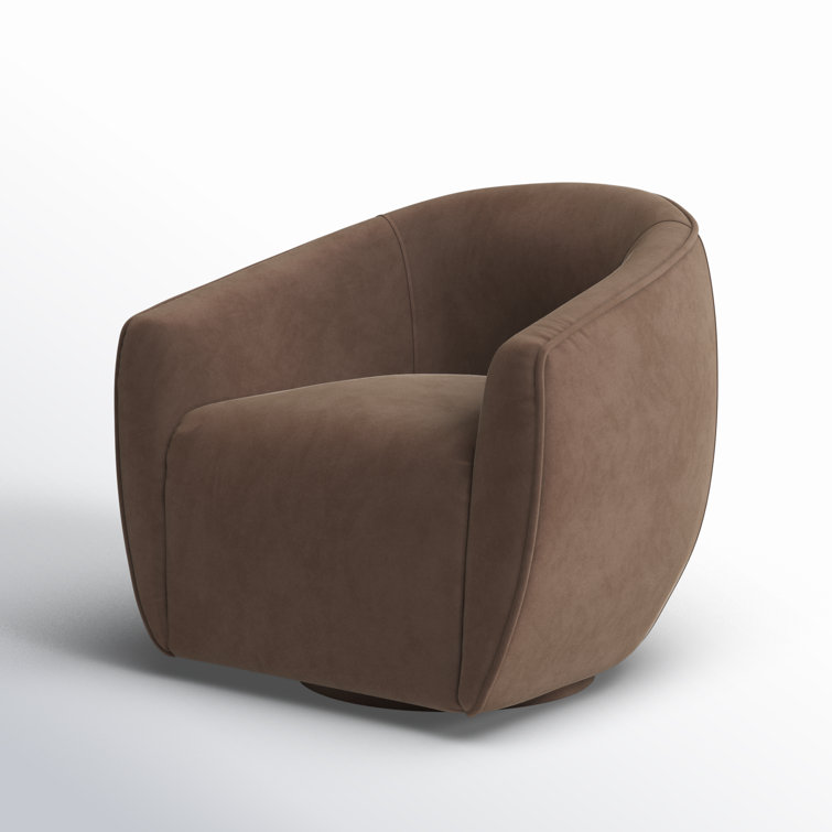 Harper Brown Velvet Swivel Barrel Accent Chair