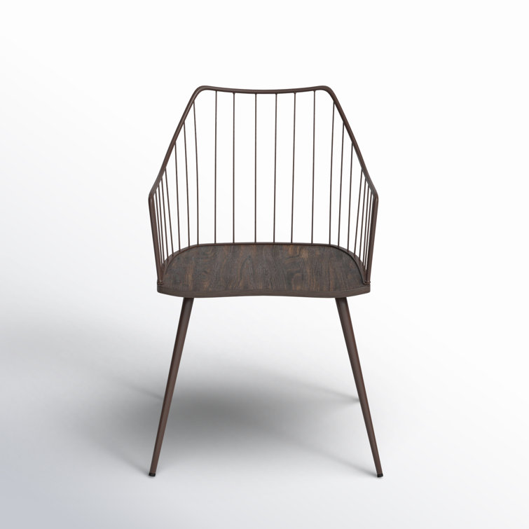 Winston Farmhouse Dark Brown Metal & Walnut Wood Accent Chair