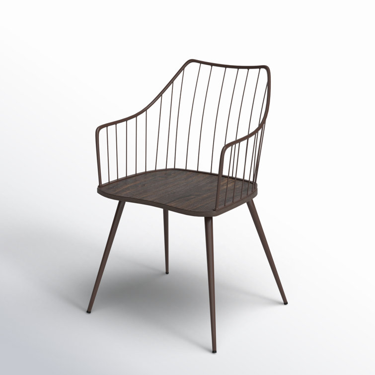 Winston Farmhouse Dark Brown Metal & Walnut Wood Accent Chair