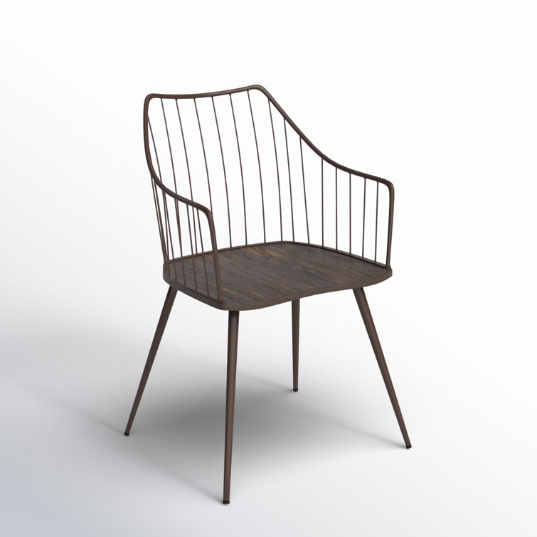 Winston Farmhouse Dark Brown Metal & Walnut Wood Accent Chair