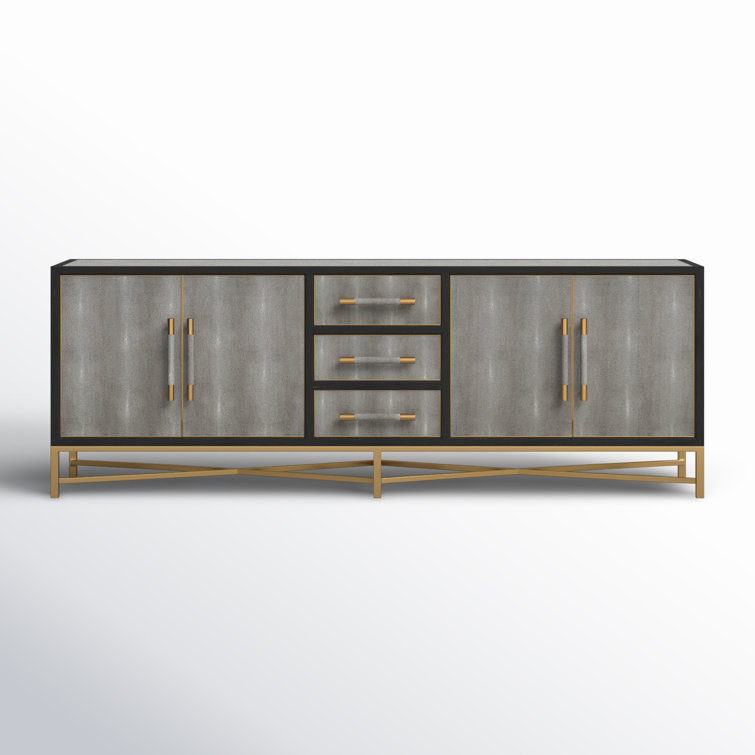 Mako Large Black Oak Sideboard with Antique Gold Finish