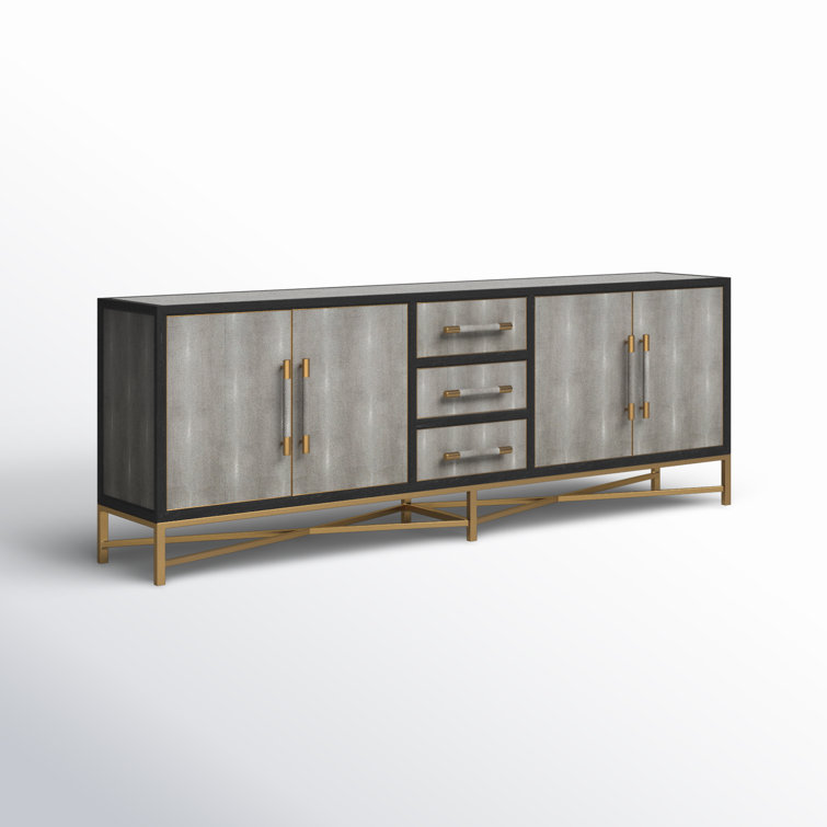 Mako Large Black Oak Sideboard with Antique Gold Finish