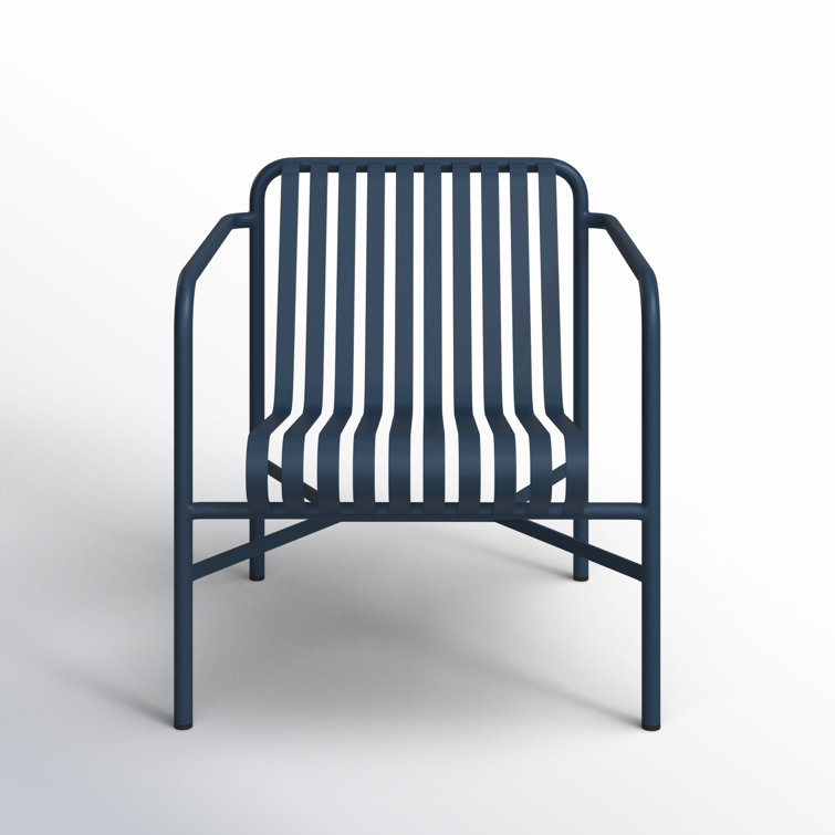 Dark Blue Powder Coated Steel Outdoor Armchair