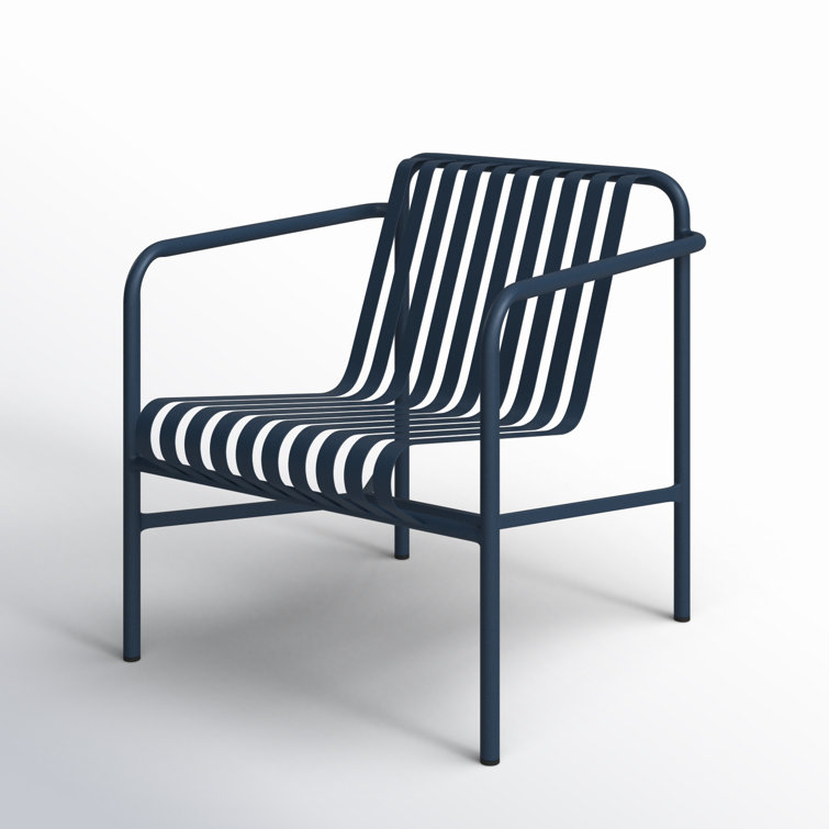 Dark Blue Powder Coated Steel Outdoor Armchair