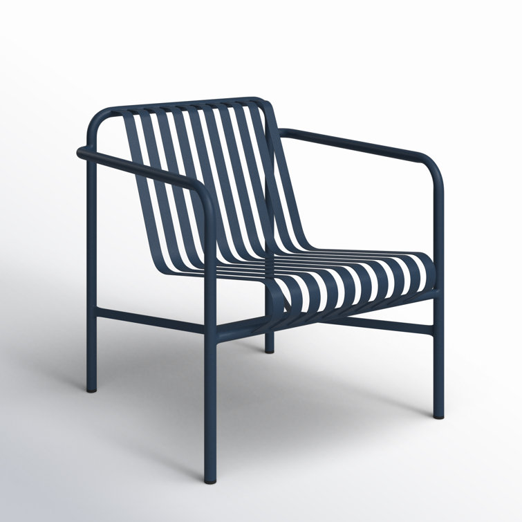 Dark Blue Powder Coated Steel Outdoor Armchair