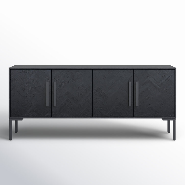 77'' Matte Black Mango Wood Sideboard with Iron Legs