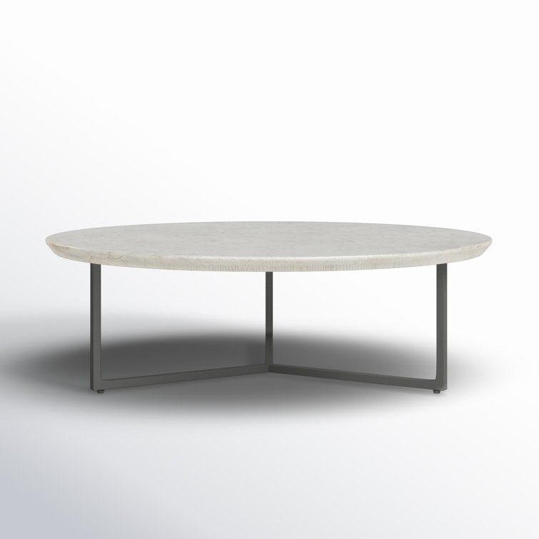 48" Contemporary Black & White Marble Round Coffee Table