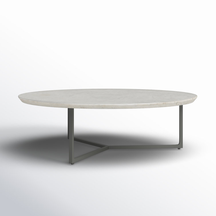 48" Contemporary Black & White Marble Round Coffee Table