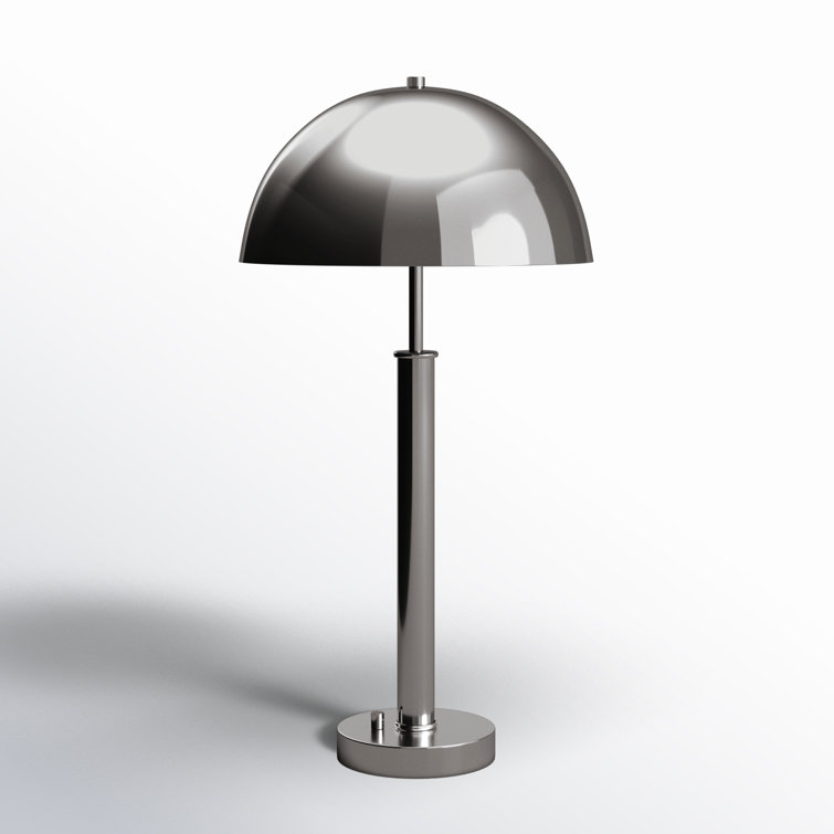 Nickel and White Metal Dome Table Lamp