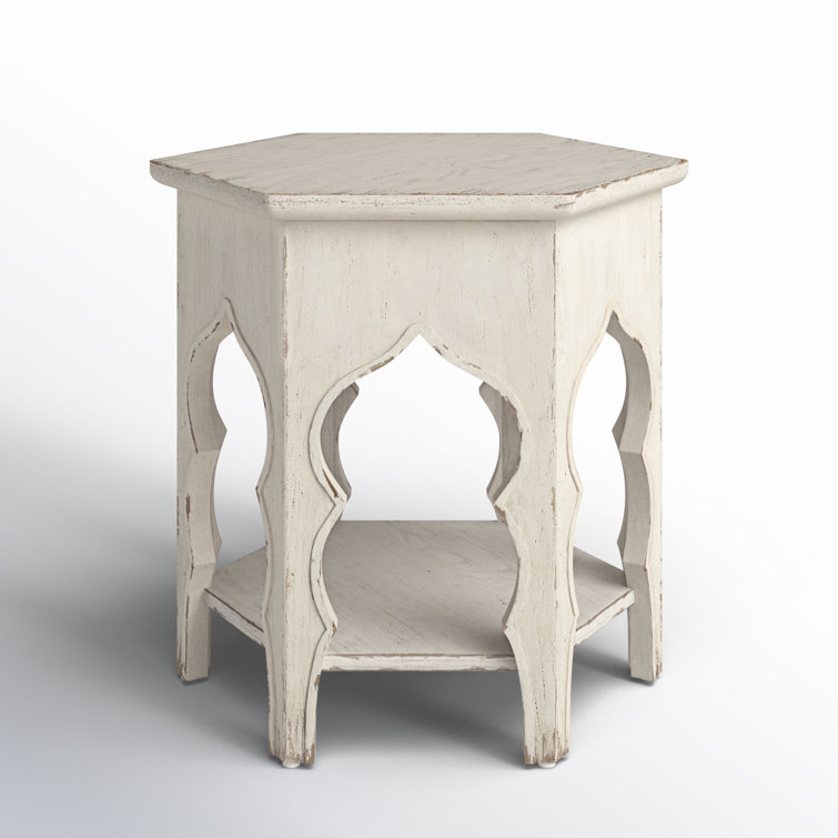 Rustic White Oak Veneer Round End Table