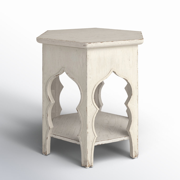 Rustic White Oak Veneer Round End Table