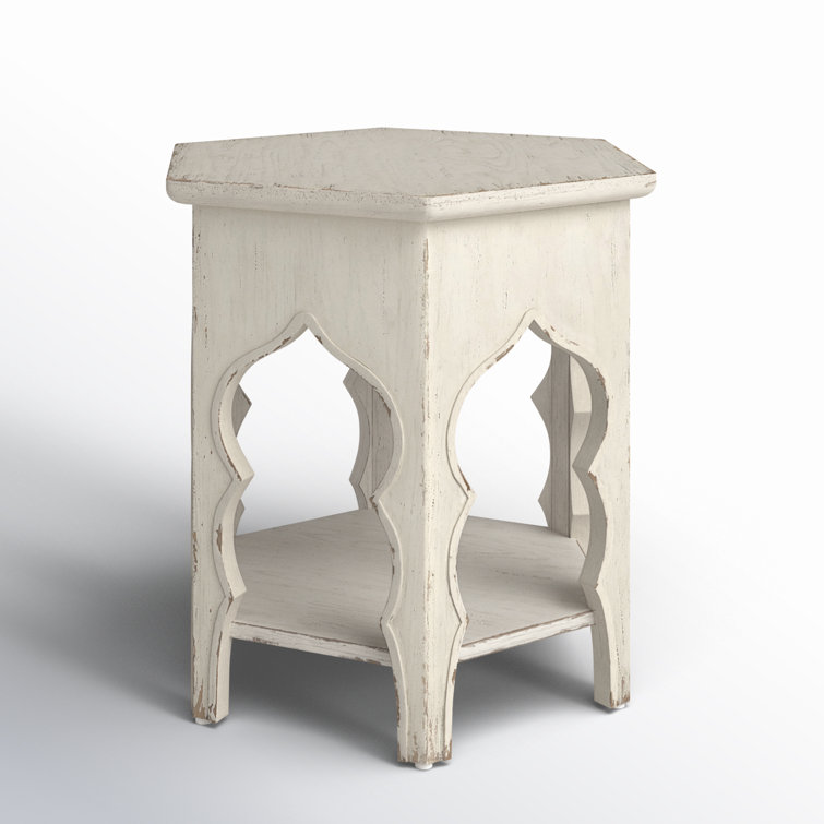 Rustic White Oak Veneer Round End Table