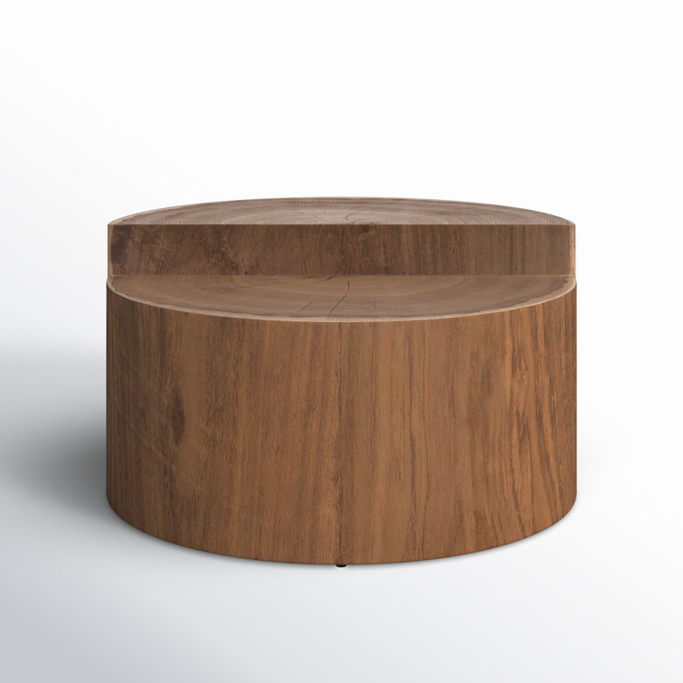 Modern Caramel Oak Round Coffee Table, 28 Inch