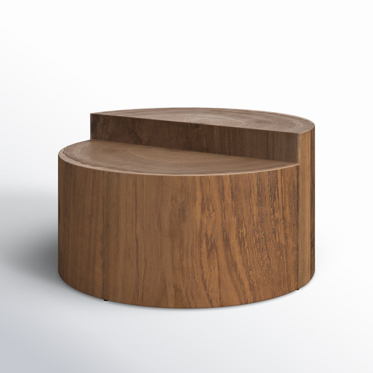 Modern Caramel Oak Round Coffee Table, 28 Inch