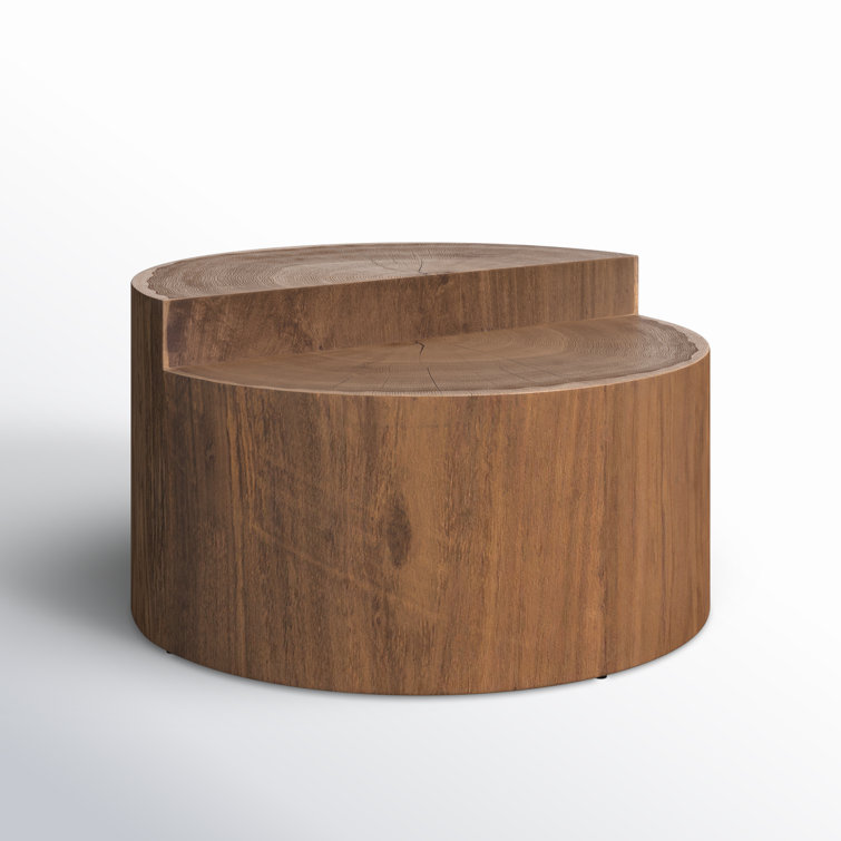 Modern Caramel Oak Round Coffee Table, 28 Inch