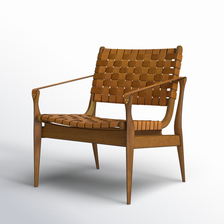 Light Brown Mahogany and Leather Safari Armchair